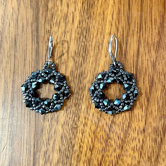 Neiman Marcus Jewelry - Black Sparkle Beaded Wreath Earrings